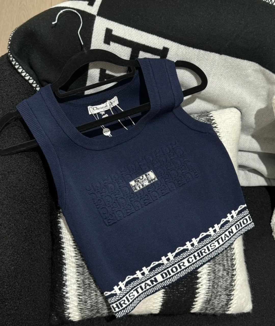 TANK TOP 612061 IN NAVY BLUE COTTON RIBBED