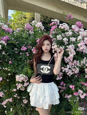 TANK TOP 633198 IN BLACK AND WHITE COTTON