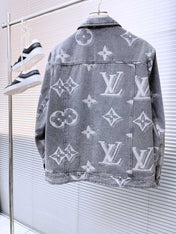 LV BASIC SHIRT JACKET IN GRAY MONOGRAM DENIM 239130