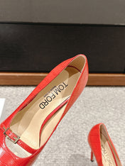 HIGH HEEL 10 CM IN CHERRY RED CROCODILE LEATHER