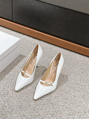 HIGH HEEL 10 CM IN WHITE CROCODILE LEATHER