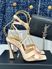 SL CORINNE SANDALS BEIGE SATIN CREPE