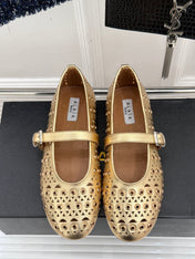 MARY JANE IN METALLIC GOLD CALFSKIN