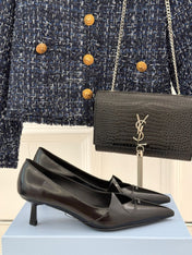 KITTEN HEEL PUMPS IN BLACK CALFSKIN