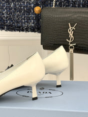 KITTEN HEEL PUMPS IN BLACK MIX WHITE CALFSKIN