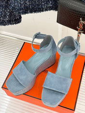 ILLUSION 35 SANDAL IN LIGHT BLUE SUEDE WITH RHINESTONE DETAILS