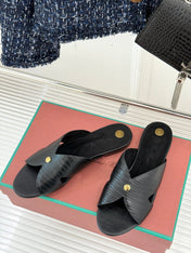 LP SANDALS 25S IN BLACK LAMBSKIN SNAKE EMBOSSING