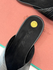 LP SANDALS 25S IN BLACK LAMBSKIN SNAKE EMBOSSING