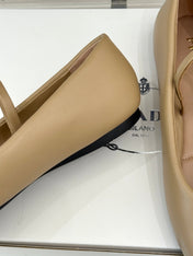PRADA 25S SOFT PADDED BALLERINAS IN BEIGE NAPPA LEATHER