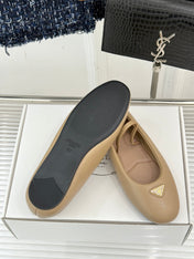 PRADA 25S SOFT PADDED BALLERINAS IN BEIGE NAPPA LEATHER
