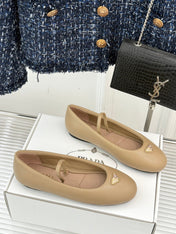 PRADA 25S SOFT PADDED BALLERINAS IN BEIGE NAPPA LEATHER
