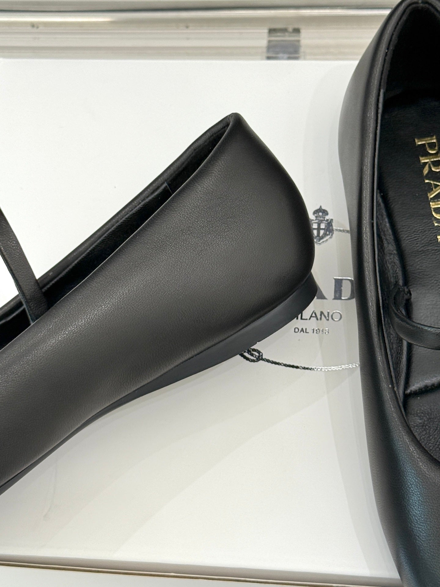 PRADA 25S SOFT PADDED BALLERINAS IN BLACK NAPPA LEATHER