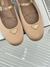 PRADA 25S BALLERINAS IN NUDE SATIN