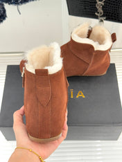 ALAIA 26S SNOW BOOTS IN BURNT BROWN SUEDE AND WOOL
