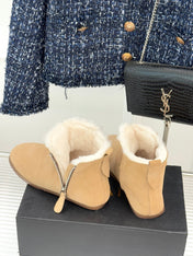 ALAIA 26S SNOW BOOTS IN DARK BEIGE SUEDE AND WOOL