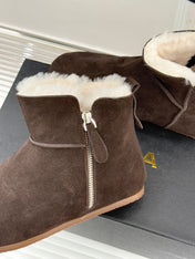 ALAIA 26S SNOW BOOTS IN DARK BROWN SUEDE AND WOOL
