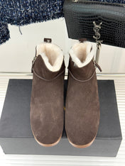 ALAIA 26S SNOW BOOTS IN DARK BROWN SUEDE AND WOOL