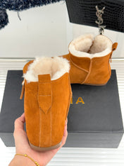 ALAIA 26S SNOW BOOTS IN DARK ORANGE SUEDE AND WOOL