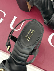GUCCI 26S HIGH-HEELED SANDALS 120 MM IN BLACK CALFSKIN