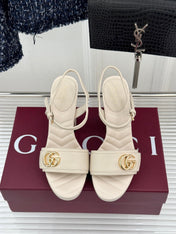 GUCCI 26S HIGH-HEELED SANDALS 120 MM IN CREAM WHITE CALFSKIN
