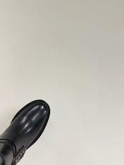 VIV' RANGERS CHELSEA ANKLE BOOTS IN BLACK CALFSKIN WITH BLACK CRYSTAL BUCKLE