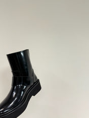 VIV' RANGERS CHELSEA ANKLE BOOTS IN BLACK CALFSKIN WITH SILVER CRYSTAL BUCKLE