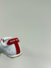 PLUME SNEAKERS IN WHITE NAPPA LAMBSKIN AND RED SUEDE