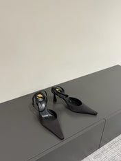 AIMÉE SLINGBACK PUMPS IN BLACK SATIN