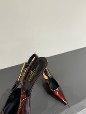 LEE SLINGBACK PUMPS 75 MM IN BURGUNDY RED PATENT CALFSKIN