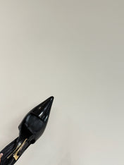 LEE SLINGBACK MID PUMPS IN BLACK SHINY CALFSKIN