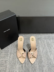 YSL HIGH HEEL 25S 100 MM IN BEIGE LAMBSKIN
