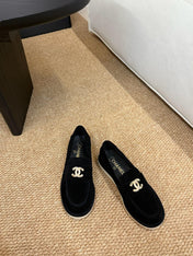 CHANEL 26S LOAFER IN BLACK SUEDE CC LOGO