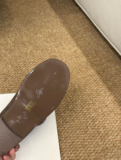 CHANEL 26S MARY JANE FLATS IN BROWN SUEDE SHEARLING LINING