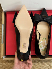 VALENTINO 26S HIGH HEEL SHOES IN BLACK CALFSKIN WITH BOW
