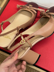 VALENTINO 26S HIGH HEEL SLINGBACKS IN BROWN CALFSKIN