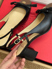 VALENTINO 26S HIGH HEEL SLINGBACKS IN BROWN AND BLACK CALFSKIN