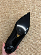 PRADA 26S POINTED TOE PUMPS 50MM IN BLACK CALFSKIN