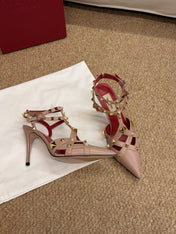VALENTINO 26S OCKSTUD HEELS IN BLUSH NUDE CALFSKIN
