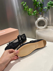 MARY JANE FLAT IN BLACK MESH