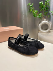 MARY JANE FLAT IN BLACK MESH