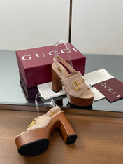 HIGH HEEL SANDALS 13 CM IN BEIGE CALFSKIN MIX SUEDUE GOLD HARDWARE