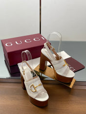 HIGH HEEL SANDALS 13 CM IN CREAM WHITE CALFSKIN MIX SUEDUE GOLD HARDWARE