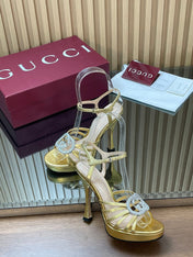 GUCCI 26S HIGH-HEELED SANDALS 125 MM IN GOLD CALFSKIN