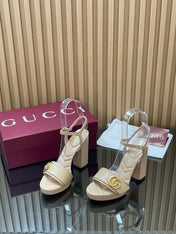GUCCI 26S HIGH-HEEL SANDALS 125 MM IN BEIGE LAMBSKIN