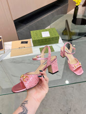 GG HIGH HEELS SANDALS 60 IN SHINY PINK LAMBSKIN
