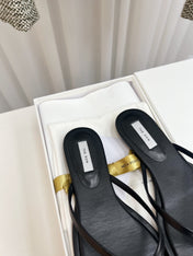THE ROW 26S THONG SANDALS IN BLACK CALFSKIN