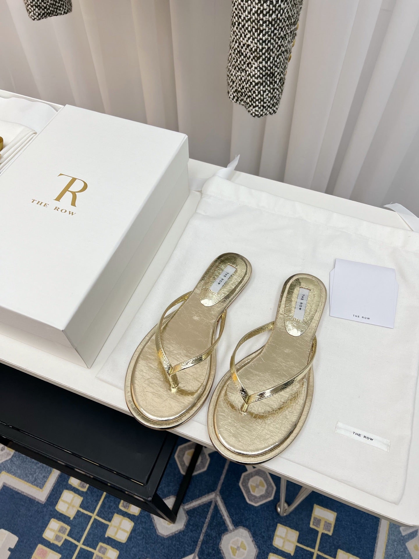 THE ROW 26S THONG SANDALS IN GOLD CALFSKIN