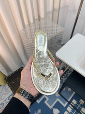 THE ROW 26S THONG SANDALS IN GOLD CALFSKIN