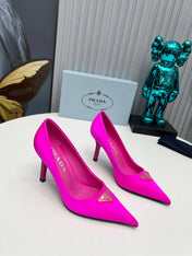 PRADA 26S POINTED TOE PUMPS STILETTO HEEL 80MM IN FUCHSIA PINK SATIN
