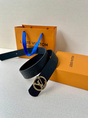LV 25S BELT 40 MM IN BLACK CALFSKIN WITH GOLD HARDWARE 593263